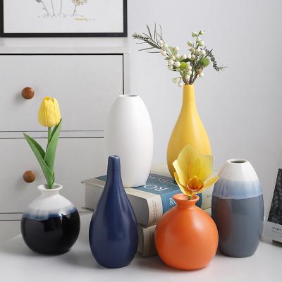 China Colorful Modern Nordic Popular Modern Tabletop Living Room Ceramic Flower Vase For Home Decoration for sale