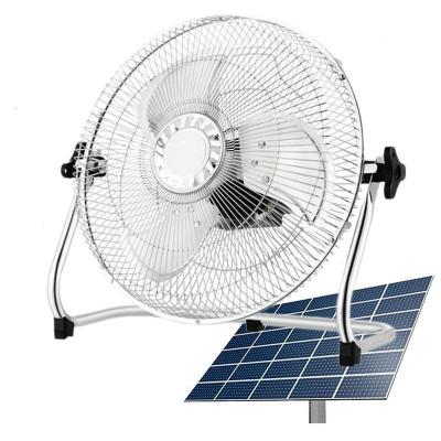 China 12 Inch Big Wind Solar Fan Rechargeable Built-in Battery Solar Floor Fan Household for sale