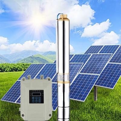 China Pastoral Irrigation 4 Inch 6 Ton Per Hour Solar Submersible Pump System High Pressure Deep Irrigation Well Pump Solar Water Pump for sale