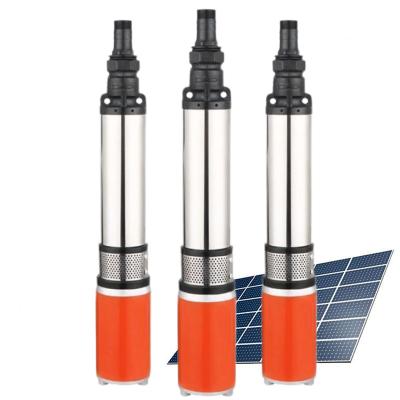 China Small Battery Irrigation DC12V24V Agricultural Pump Irrigation Solar Submersible Pump With Brush DC Deep Well Pump for sale