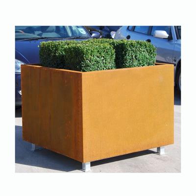 China Customized Easily Assembled Metal Flower Pot Rectangular Indoor Home Outdoor Polygon Corten Steel Metal Flower Planters for sale