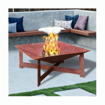 China Custom Quality Corten Metal Portable Steel Fire Pit Barbecue Fire Pit Stocked for sale