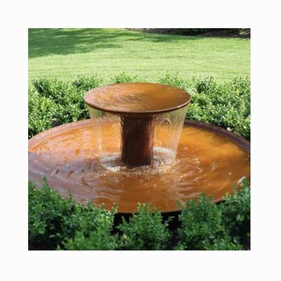 China Minimalist custom outdoor landscape stainless steel and corten leaf artificial fountains waterfall for landscaping for sale