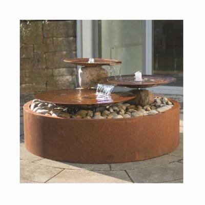 China Garden Minimalist Outdoor Waterfall Fountain Decoration Corten Steel Fountain Garden Ornaments for sale