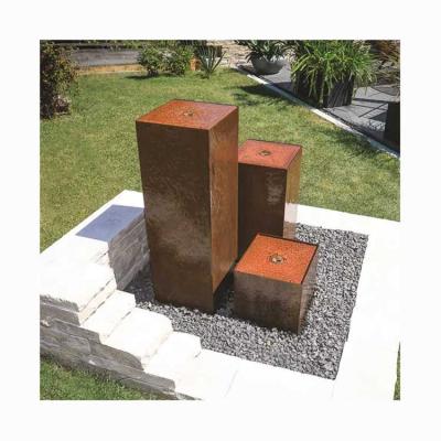 China Minimalist Customized Corten Decor Water Feature Indoor Steel Water Feature Artificial Garden Waterfall for sale