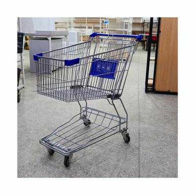 China Unfolding Customized Supermarket Push Shopping Cart Galvanized Shopping Cart Grocery Cart for sale