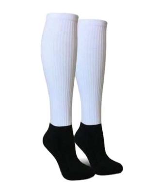 China Antibacterial Custom Design Basketball Print White Ready Knee High Sublimation Socks for sale