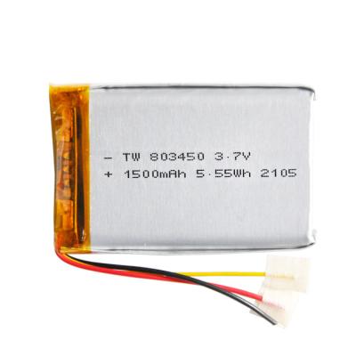 China Rechargeable toys lithium polymer pos battery 3.7V 803450 lipo 1500mah battery with kc for sale