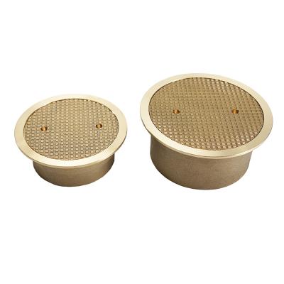 China Traditional Custom Brass Shower Drain Outlet Round Deck Round Floor Drains Waste Racks Bronze Bathroom Drainer for sale