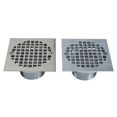 China Wholesale CP Shower Drain Traditional Brass Floor Drains Square Removable Strainer for sale