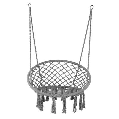 China Modern INS Kids Room Decoration Hammock Chair Macrame Arming Rope Around Gray Swing Seat Chair for sale