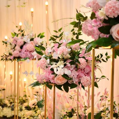 China Silk+iron+plastic Wedding Table Decor Flower Ball Centerpieces Backdrop Party Road Lead Artificial Rose Flower Wedding 40cm for sale