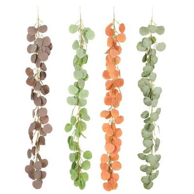 China 1meter Eco-Friendly Artificial Eucalyptus Garland Christmas Garland Faux Silk Eucalyptus Leaves Vines For Wedding for sale