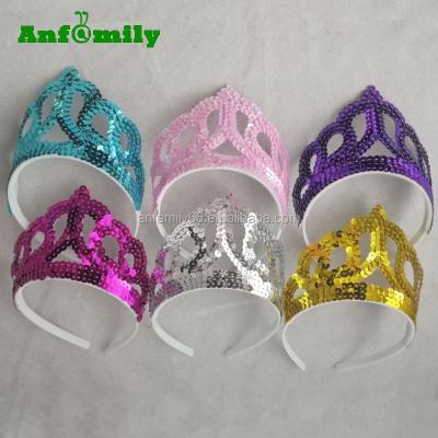 China Medieval Princess Costume Crown of Tiara Silver Gold Sequin Plastic from Exhibition for sale