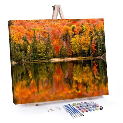 China Realistic DIY Paint By Number Sets Numbers Oil Painting Kit Romantic Love Autumn for sale