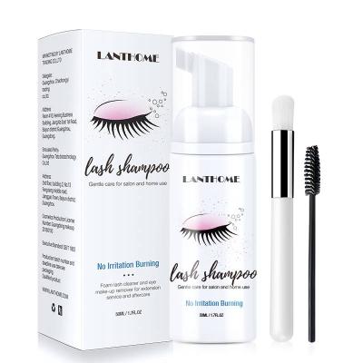 China Natural Lash Cleanser Shampoo 50ml Eyelash Remover Cleaning Foam For Lash Care Strip Lash Cleanser With Brushes Organic for sale