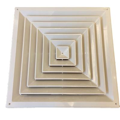 China Easy Installation 4 Way Aluminum Seamless Air Conditioning Ceiling Square Air Diffuser For HVAC for sale