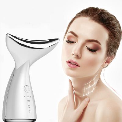 China Wrinkle Remover Itembeeauty Skin Led Vibrating Massager Anti Aging Facial Skin Firming Neck With Heating Fan Meaning U Shape Neck Massager for sale