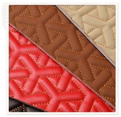 China Customized Elastic Faux Leather Embroidered Stitched Leather for Car Floor Cover Car Seat Covers and Car Mats Motorcycle Leather for sale