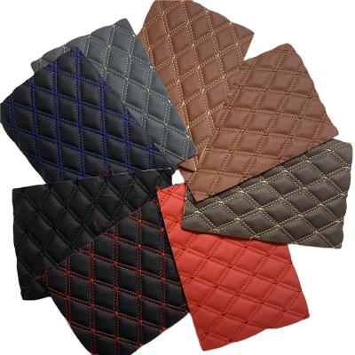 China New Arrivals 3D Anti-rust Foam Custom Faux Diamond Embroidery Leather Fabric 5mm 6mm 7mm 8mm For Car Seat Cover for sale