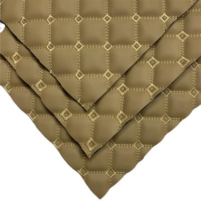 China Customized new size waterproof quality quilted leather for car floor mat 8mm foam 28D sponge leather cuero for sale