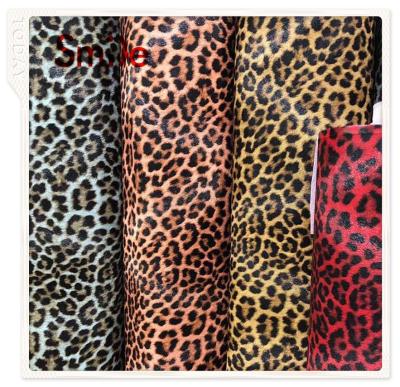 China Custom Printed Leopard Vinyl Synthetic Leather Fabric Roll Digital Printing Faux Smooth Abrasion-Resistant Leather For Bag/Book/Wallet Cover for sale