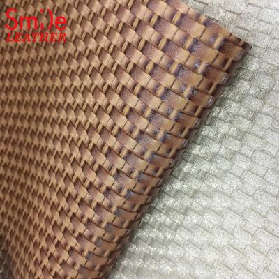 China Other New Embossed Fashion PVC Leather Weave 1.4MM Double Brush Leather Wholesales Synthetic Leather for sale