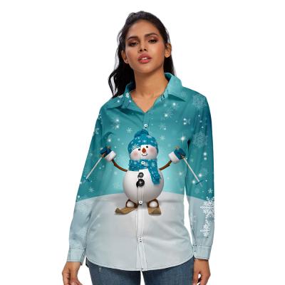 China Anti-pilling Special Oversized Apparel Christmas Printed Office Lady Full Length Blouses 2020 Autumn Shirt Women Long Sleeve xxs-4xl for sale