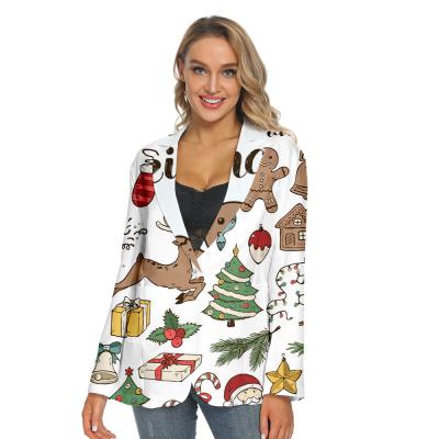 China 2020 New Christmas Women's Coat Spring And Autumn Digital Printing Casual Suit Anti-wrinkle for sale