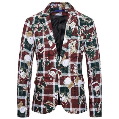 China 2020 European and American Men's One-button Performance Santa Claus Printed Suit Dress Anti-wrinkle for sale