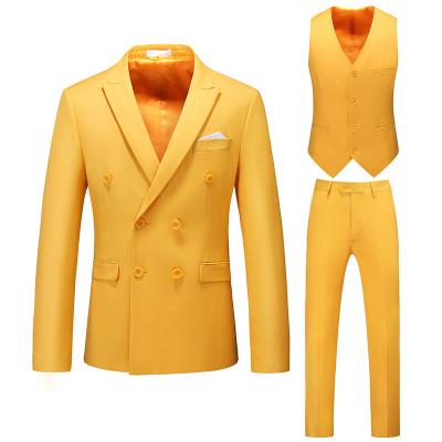 China Youth British Business Casual New Anti-wrinkle Men's Suit Three-piece Suit Style Double-breasted Suit for sale