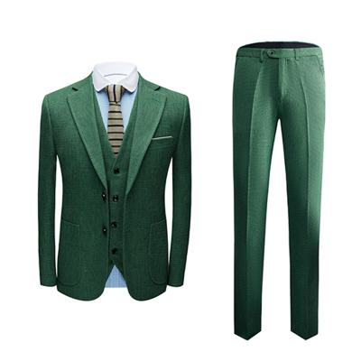 China Anti-Wrinkle MTM Custom Made Mens Green 3 Piece Suit Slim Suits For Men Guangzhou for sale