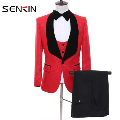 China Latest Design Men's Coat Pant Anti-Wrinkle Designs Wedding Suit Groom Wedding Red Tuxedo Suits Men for sale