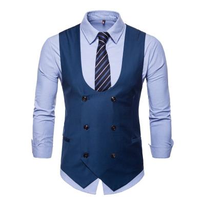 China Business Anti-Wrinkle Moq Chine Low Waistcoat Formal Vest Polyester Light Brown Striped Waistcoat For Tall Men Design for sale