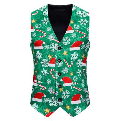 China Anti-wrinkle Christmas Men's Shaper Vest With 3D Printing Green Barber Vest For Man Wholesale Cheap Bodyweight Vest for sale