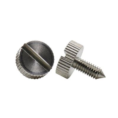 China Round 304 Stainless Steel Flat Head Round Slotted Head Knurled Hand Screw LED Lamp Case Hand Screw M4*6 for sale