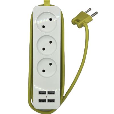 China General Manufacturer 3 Outlet Extension Socket OEM Appliance EU Standard Power Strip With 4 USB Outlet Ports for sale