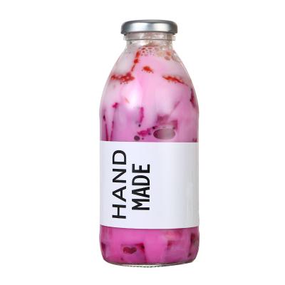 China 300ml 350ml 500ml Beverage Milk Fruit Juice Tea Glass Bottle With Lid for sale