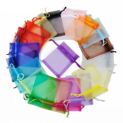 China High Quality Multicolor Wedding Favor Party Present Drawstring Organza Jewelry Candy Pouches Organza Packaging Bags for sale