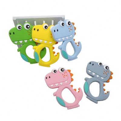 China Soft Toy 65*95*10mm Chenkai 37g/pc NC Toy Dinosaur Pendant Wholesale Animal Toy Custom Silicone Baby Teether; FUJ PZT-07 for sale