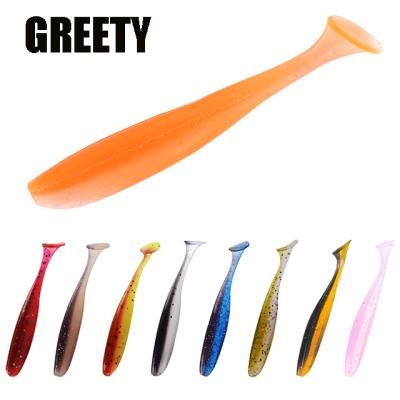 China GREETY Durable Artificial Paddle T-tail Fishing Soft Silicon Plastic Shad Bait Bass Fishing Lures Soft Lures for sale