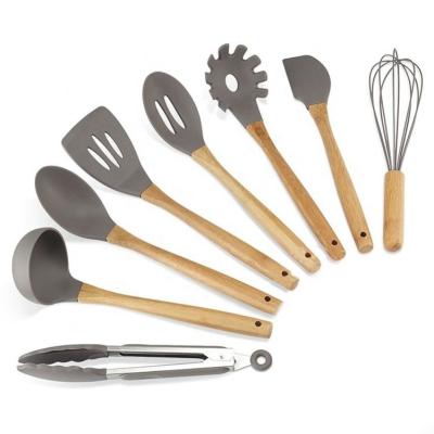 China 2022 European American Cooking Tools Silicone Handle Sustainable Amazon Hot Selling Products Kitchen Implements Sustainable Bamboo Kitchen Set Of 8 for sale