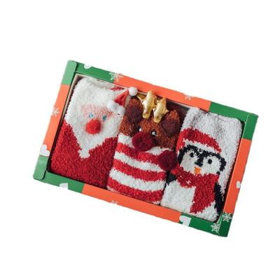 China Wholesale QUICK DRY Snowflakes Christmas Snowman Reindeer Penguin Santa Tree Christmas Gift Box New Arrival Coral Fleece Socks for sale