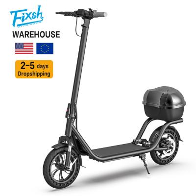 China Fixsh Top Sale 12 Inch 500w 48V 2 Wheel Unisex Folding E-scooter With Trunk Storage Box Electric Scooter Rear Motor for sale