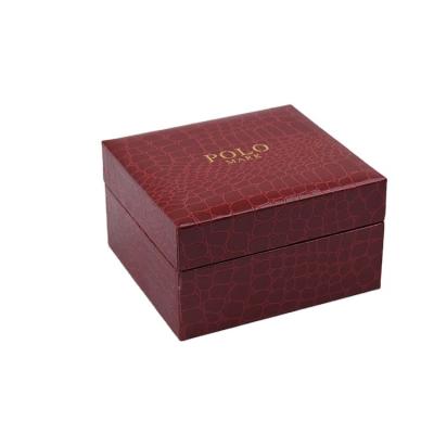 China ODM Custom ODM Gift Box Matt Lamination High End Logo PU Watch Box Corrugated Printing Corrugated Printing Leather High Glossy Men's Elegant Red Paper Type Jewelry Box for sale