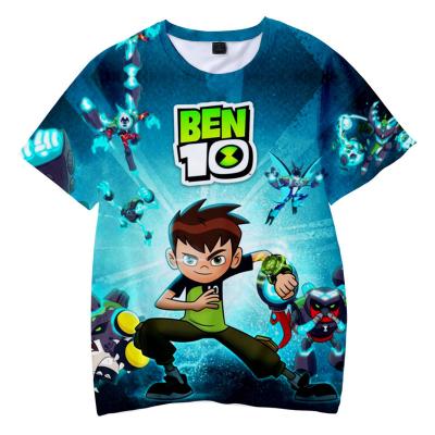 China Breathable Kids Fashion Toddler Boys Girls Tops Shirt Polyester Ben 10 Anime 3D Loose Print For 6 8 10 12 Year Old Boys Summer Clothes Teen Child for sale