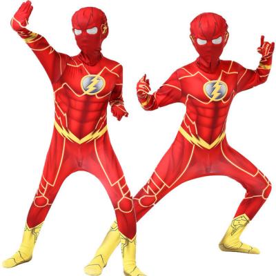 China Spandex/Polyester Halloween Adult Kids Flash Cosplay Costume Kids Fantasy Comics Movie Carnival Party Clothes Superhero Barry Allen Zentai Bod for sale