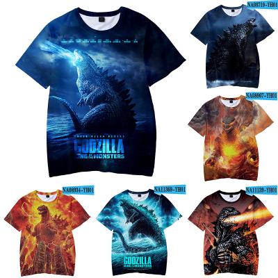 China Breathable Godzilla Monster 3D Printed Short Sleeve T-shirt Kids Clothes Cool Boys New Summer Fashion T-shirt 2-12Y Kids Cosplay Costume for sale