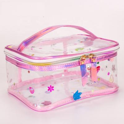 China MakeupTravel Logo Clear Zipper Custom Cosmetic Bag PVC Closure MT9015 Transparent Bag for sale