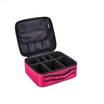 China Durable Professional Portable Organizer Black Pink Custom Logo Travel Cosmetic Makeup Bag for sale